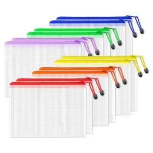SUNEE Plastic Mesh Zipper Pouch 7x11 in (6 Colors, 12 Packs), Small Water-Resistant Zip Bag for School Office Supplies, Pencil Organizing Storage by SUNEE