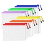SUNEE Plastic Mesh Zipper Pouch 7x11 in (6 Colors, 12 Packs), Small Water-Resistant Zip Bag for School Office Supplies, Pencil Organizing Storage by SUNEE