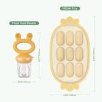 Haakaa Baby Fruit Food Feeder & Silicone Nibble Tray Combo - Breastmilk Popsicle Mold for Teething, Silicone Pacifier Feeder and Teether for Baby Teething & Infant Self Feeding by haakaa