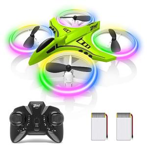 Dwi Dowellin 4.9 Inch Mini Drone for Kids with LED Lights Crash Proof One Key Take Off Landing Flips RC Remote Control Small Flying Toys Drones for Beginners Boys and Girls Adults Nano Quadcopter, Green from Dwi Dowellin
