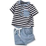 Aalizzwell 6-12 Months Infant Baby Boys Summer Clothes T Shirt Harem Shorts Outfit Spring Striped Clothing 9 Months Blue from 