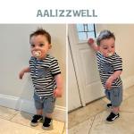 Aalizzwell 6-12 Months Infant Baby Boys Summer Clothes T Shirt Harem Shorts Outfit Spring Striped Clothing 9 Months Blue from 
