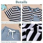 Aalizzwell 6-12 Months Infant Baby Boys Summer Clothes T Shirt Harem Shorts Outfit Spring Striped Clothing 9 Months Blue from 