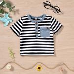 Aalizzwell 6-12 Months Infant Baby Boys Summer Clothes T Shirt Harem Shorts Outfit Spring Striped Clothing 9 Months Blue from 