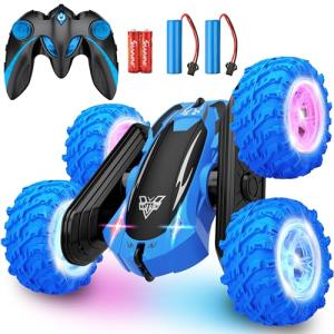 Remote Control car,2.4GHz Electric Race Stunt Car,Double Sided 360Â° Rolling Rotating Rotation, LED Headlights RC 4WD High Speed Off Road for 3 4 5 6 7 8-12 Year Old Boy Toys (Blue) by KKONES