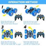 Remote Control car,2.4GHz Electric Race Stunt Car,Double Sided 360Â° Rolling Rotating Rotation, LED Headlights RC 4WD High Speed Off Road for 3 4 5 6 7 8-12 Year Old Boy Toys (Blue) by KKONES