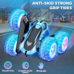 Remote Control car,2.4GHz Electric Race Stunt Car,Double Sided 360Â° Rolling Rotating Rotation, LED Headlights RC 4WD High Speed Off Road for 3 4 5 6 7 8-12 Year Old Boy Toys (Blue) by KKONES