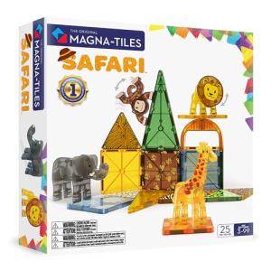 MAGNA-TILES Safari Animals 25-Piece Magnetic Construction Set, The ORIGINAL Magnetic Building Brand by Magna-Tiles