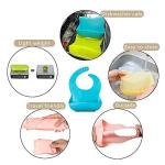 Set of 2 Colors Clear Cute Clear Silicone Baby Bibs for Babies & Toddlers (10-72 Months) by Panda Ear-Waterproof, Soft, Unisex, Non Messy - Light Blue/Purple from PandaEar