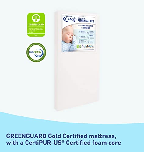 Graco Premium Foam Crib & Toddler Mattress â GREENGUARD Gold and CertiPUR-US Certified, 100% Machine Washable, Breathable, Water-Resistant Cover, Ideal Firmness for Infants by Storkcraft