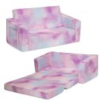 Delta Children Cozee Flip-Out Sofa - 2-in-1 Convertible Sofa to Lounger for Kids, Pink Tie Dye by AmazonUs/DEMQX