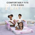 Delta Children Cozee Flip-Out Sofa - 2-in-1 Convertible Sofa to Lounger for Kids, Pink Tie Dye by AmazonUs/DEMQX