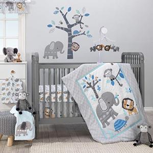 Bedtime Originals Jungle Fun 3-Piece Crib Bedding Set, Blue/Gray by Lambs & Ivy Bedtime
