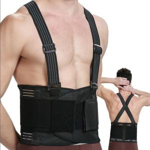 NeoTech Care Adjustable Back Brace Lumbar Support Belt with Suspenders, Charcoal Color, Size XXL from NEOtech Care