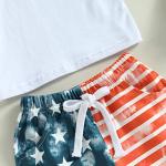 LIN&BABAY Infant Baby Boy 4th of July Outfits Short Sleeve T-shirts Tops American Flag Shorts 2 Pcs Independence Day Clothes (White B, 12-18 Months) by 