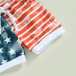 LIN&BABAY Infant Baby Boy 4th of July Outfits Short Sleeve T-shirts Tops American Flag Shorts 2 Pcs Independence Day Clothes (White B, 12-18 Months) by 