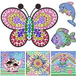 6 Sheets Diamond Window Art Craft Kits for Kids, Suncatcher Kit for Ages 6 7 8 9 10 Flower Sun Dolphin DIY Diamond Painting Kit for Girls or Boys Ages 6+ Gemstone Sticker as Christmas Party Decor from Yazhiji