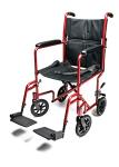 Everest & Jennings Transport Wheelchair, Lightweight & Compact Folding Aluminum, 17" Seat, Red by GF Health Products, Inc.