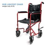 Everest & Jennings Transport Wheelchair, Lightweight & Compact Folding Aluminum, 17" Seat, Red by GF Health Products, Inc.