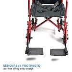 Everest & Jennings Transport Wheelchair, Lightweight & Compact Folding Aluminum, 17" Seat, Red by GF Health Products, Inc.
