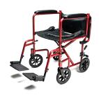 Everest & Jennings Transport Wheelchair, Lightweight & Compact Folding Aluminum, 17" Seat, Red by GF Health Products, Inc.
