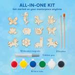 JOYIN 12 Wooden Magnet Creativity Arts & Crafts Painting Kit Decorate Your Own for Kids Paint Gift, Birthday Parties and Family Crafts, Easter Basket Stuffers. from Joyin Inc