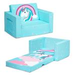 Delta Children Cozee Flip-Out Chair - 2-in-1 Convertible Chair to Lounger for Kids, Blue Unicorn from Delta Children