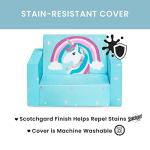 Delta Children Cozee Flip-Out Chair - 2-in-1 Convertible Chair to Lounger for Kids, Blue Unicorn from Delta Children