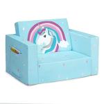 Delta Children Cozee Flip-Out Chair - 2-in-1 Convertible Chair to Lounger for Kids, Blue Unicorn from Delta Children