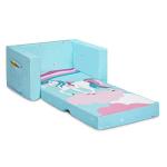 Delta Children Cozee Flip-Out Chair - 2-in-1 Convertible Chair to Lounger for Kids, Blue Unicorn from Delta Children