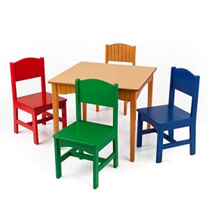 KidKraft Nantucket Kid's Wooden Table & 4 Chairs Set with Wainscoting Detail - Primary, Gift for Ages 3-8 from KidKraft