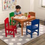 KidKraft Nantucket Kid's Wooden Table & 4 Chairs Set with Wainscoting Detail - Primary, Gift for Ages 3-8 from KidKraft