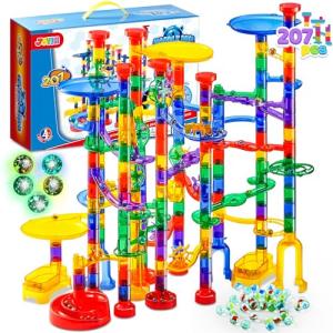 JOYIN 207Pcs Marble Run Premium Toy Set, Construction Building Blocks Toys, STEM Educational Building Block Toy(147 Plastic Pieces + 60 Glass Marbles) from Joyin, Inc.