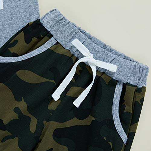 Baby Boy Shorts Clothes Toddler Cooler Version of Dad Print Vest Tops Camouflage Pants Summer Outfit 2Pcs Set(Gray,18-24 Months) by 