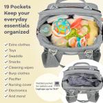 Diaper Bag Backpack, RUVALINO Multifunction Travel Back Pack Maternity Baby Changing Bags, Large Capacity, Waterproof and Stylish, Gray by RUVALINO