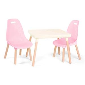 B. spaces â Kids Table and Chair Set â 1 Craft Table & 2 Kids Chairs â Natural Wooden Legs â Furniture for Kids â Pink & Ivory â 3 Years + (BX2041C1Z) from Branford Ltd.