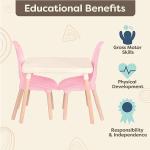 B. spaces â Kids Table and Chair Set â 1 Craft Table & 2 Kids Chairs â Natural Wooden Legs â Furniture for Kids â Pink & Ivory â 3 Years + (BX2041C1Z) from Branford Ltd.