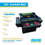 Creative Arcades Full Size Commercial Grade Cocktail Arcade Machine | 2 Player | 1162 Games | 22" LCD Screen | 3 Sided | Square Glass Top |4 Sanwa Joysticks | Trackball | 2 Stools | 3 Year Warranty by Creative Arcades