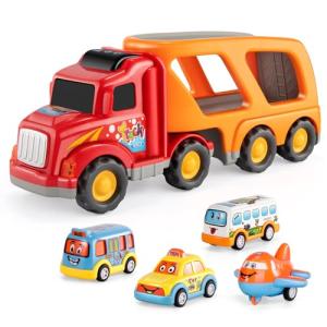 TEMI Carrier Truck Transport Car Play Vehicles Toys - 5 in 1 Toys for 1 2 3 4 5 6 Year Old Boys, Kids Toys Car for Girls Boys Toddlers Friction Power Set, Push and Go Play Vehicles Toys from ShengTian