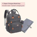 Diaper Bag Backpack, BabbleRoo Baby Nappy Changing Bags Multifunction Waterproof Travel Back Pack with Changing Pad & Stroller Straps & Pacifier Case, Unisex and Stylish (Dark Gray) from 