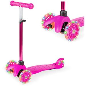 Best Choice Products Kids Mini Kick Scooter Toy w/Light-Up Wheels, Height Adjustable T-Bar, Foot Break - Pink from Best Choice Products