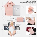Diaper Bag Backpack - Large Travel Diaper Bags for Baby Girl & Boy - Portable Changing Pad, Stroller Straps, Insulated Pockets - Waterproof - Baby Shower Gifts - 16.5x9.4x14", 30L Capacity, Pink by 