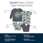 Gerber Baby Boys' 4-Piece Pajama Set, Dump Truck Grey, 12 Months by Gerber