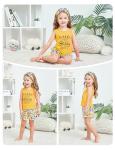 Toddler Baby Girl Outfits Flower Tops Sleeveless Vest Shorts Headband Summer Clothes Set(3-4T) Yellow from 