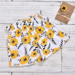 Toddler Baby Girl Outfits Flower Tops Sleeveless Vest Shorts Headband Summer Clothes Set(3-4T) Yellow from 