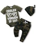 Toddler Boy Outfit 6-12 Months Baby Boy Clothes Infant Romper Short Sleeve Cooler Version Of Dad Top Camouflage Long Pants with Hat Gift 3PC Clothing Set Green by 