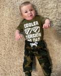 Toddler Boy Outfit 6-12 Months Baby Boy Clothes Infant Romper Short Sleeve Cooler Version Of Dad Top Camouflage Long Pants with Hat Gift 3PC Clothing Set Green by 