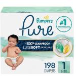 Diapers Size 1, 198 Count - Pampers Pure Protection Hypoallergenic Disposable Baby Diapers for Sensitive Skin, Fragrance Free, ONE Month Supply (Packaging May Vary) by Procter & Gamble