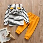 Toddler Infant Baby Boy Clothes Striped Long Sleeve Hoodie Tops Sweatsuit Pants Outfit Set (18-24 Months) Yellow from 