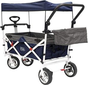 Creative Outdoor Distributor Push Pull Collapsible Folding Wagon Stroller for Kids, with Canopy (Navy) from Creative Outdoor